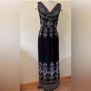 Drape Neck Black and White Maxi Dress Size Small/Medium NWT
